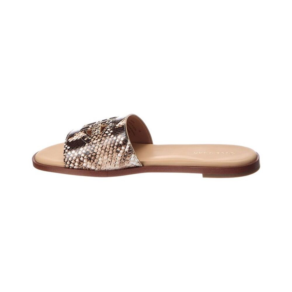 Cole Haan Flynn Snake-Embossed Leather Sandal, Brown - Picture 2 of 5